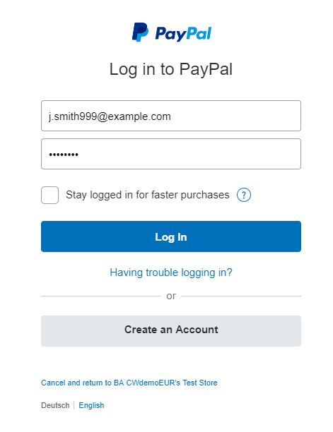 paypal login